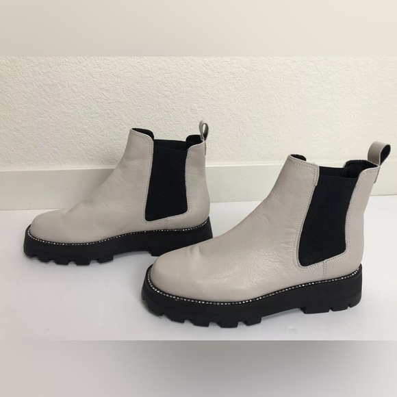 Karl Lagerfeld Paris Womens Beige Mayde Toe Block Heel Leather Chelsea Sz 10 - Picture 6 of 11